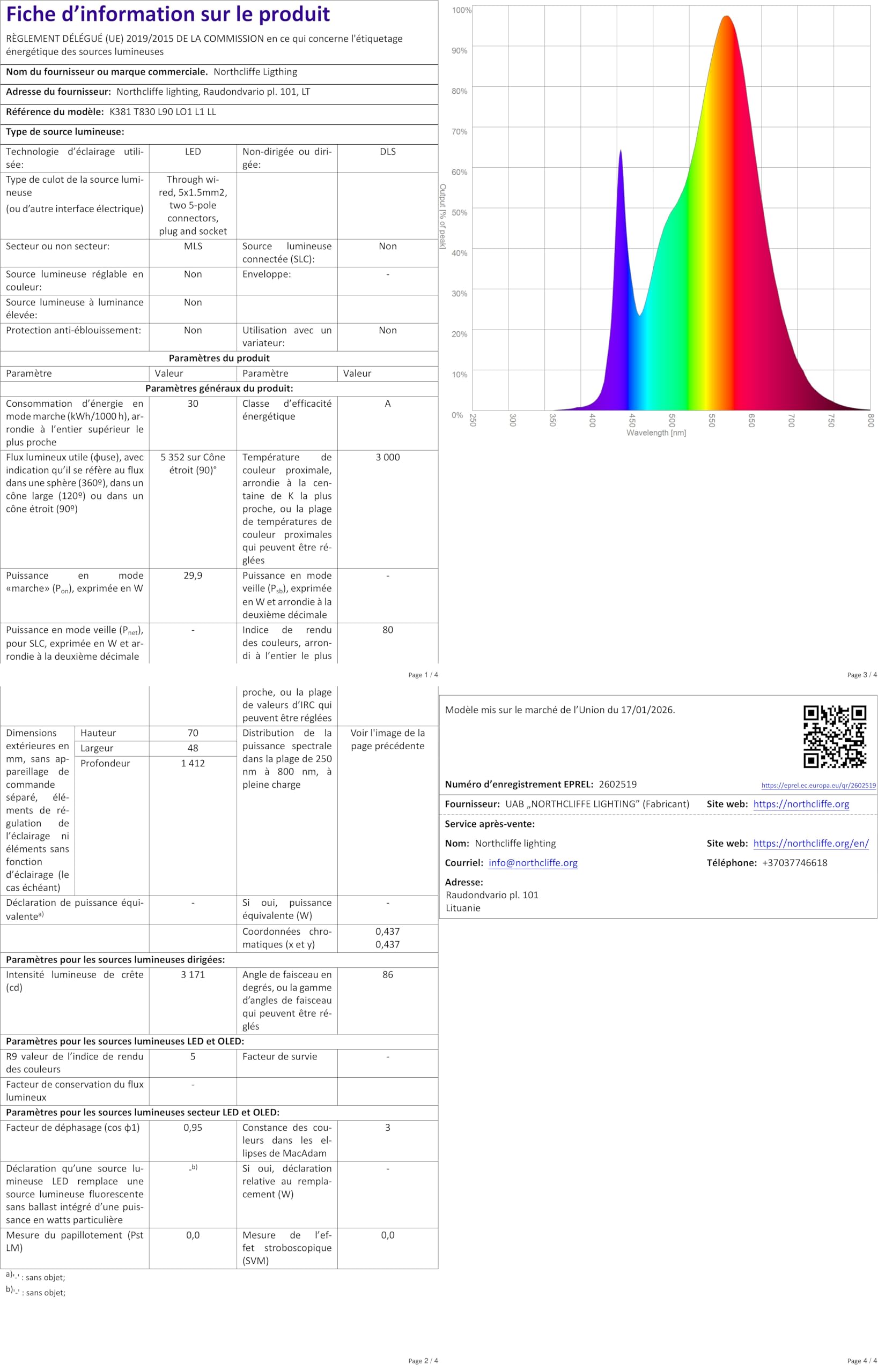 Tube Fluorescent Osram Lumilux T8 - 90 Cm, 30W, 830 Blanc Chaud, 3000K, G13