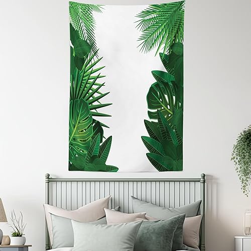 Miniatura 86 de Ambesonne Tapiz gótico, patio con hiedra encantada en la puerta antigua al bosque, colgante de pared ancho para dormitorio, sala de estar, 2-Verde