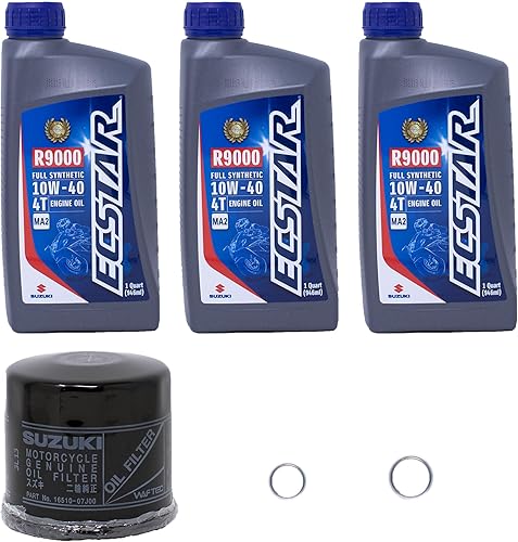Kit de cambio de aceite completamente sintético Edwards con 3 cuartos de aceite Suzuki R9000 Ecstar y filtro de aceite 16510-07J00