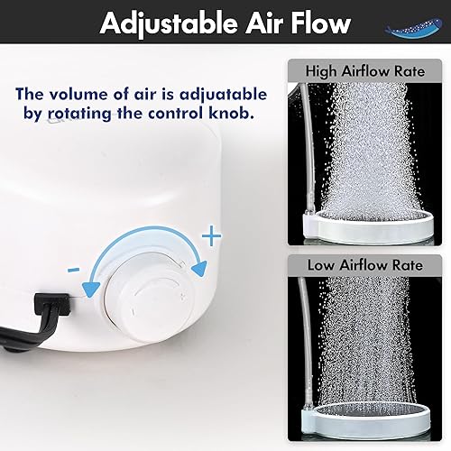 Miniatura 4 de Orlushy Silent Aquarium Air Pump, Dual Outlet Adjustable Oxygen Aerator with 2 Air Stones Airline Tubing Check Valves for up to 600 Gallon Fish