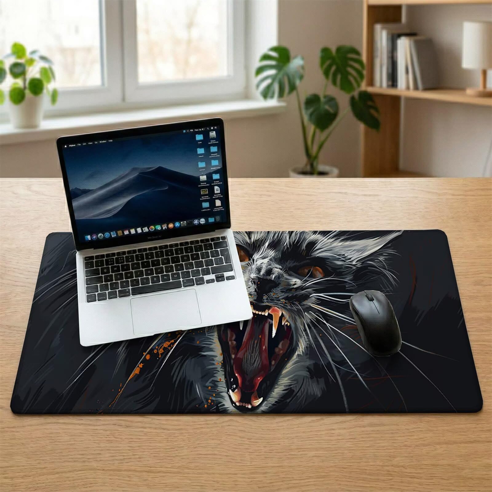 Sottomano Scrivania Grande 1200 x 600 x 3 mm Gatto Tappetino Tastiera Computer con Base Antiscivolo e Bordi Cuciti, Protezione Impermeabile, per Lavoro/Casa/PC Gamer, Regali Uomini (Animale) L-x5346