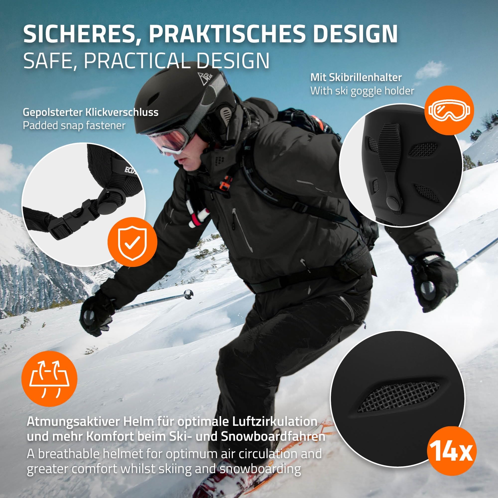 ECD Germany Casco de Esquí y Snowboard para Hombre y Mujer Robusto y Ligero