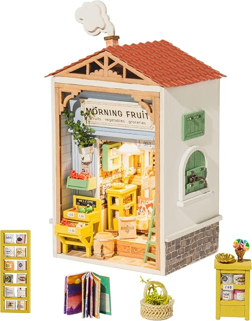 Rolife DIY Miniature Doll House Kits 3D Wooden Dolls House Kits to Build for Teens Adults Doll House 1:28 Scale Craft Gifts (Morning Fruit Store)