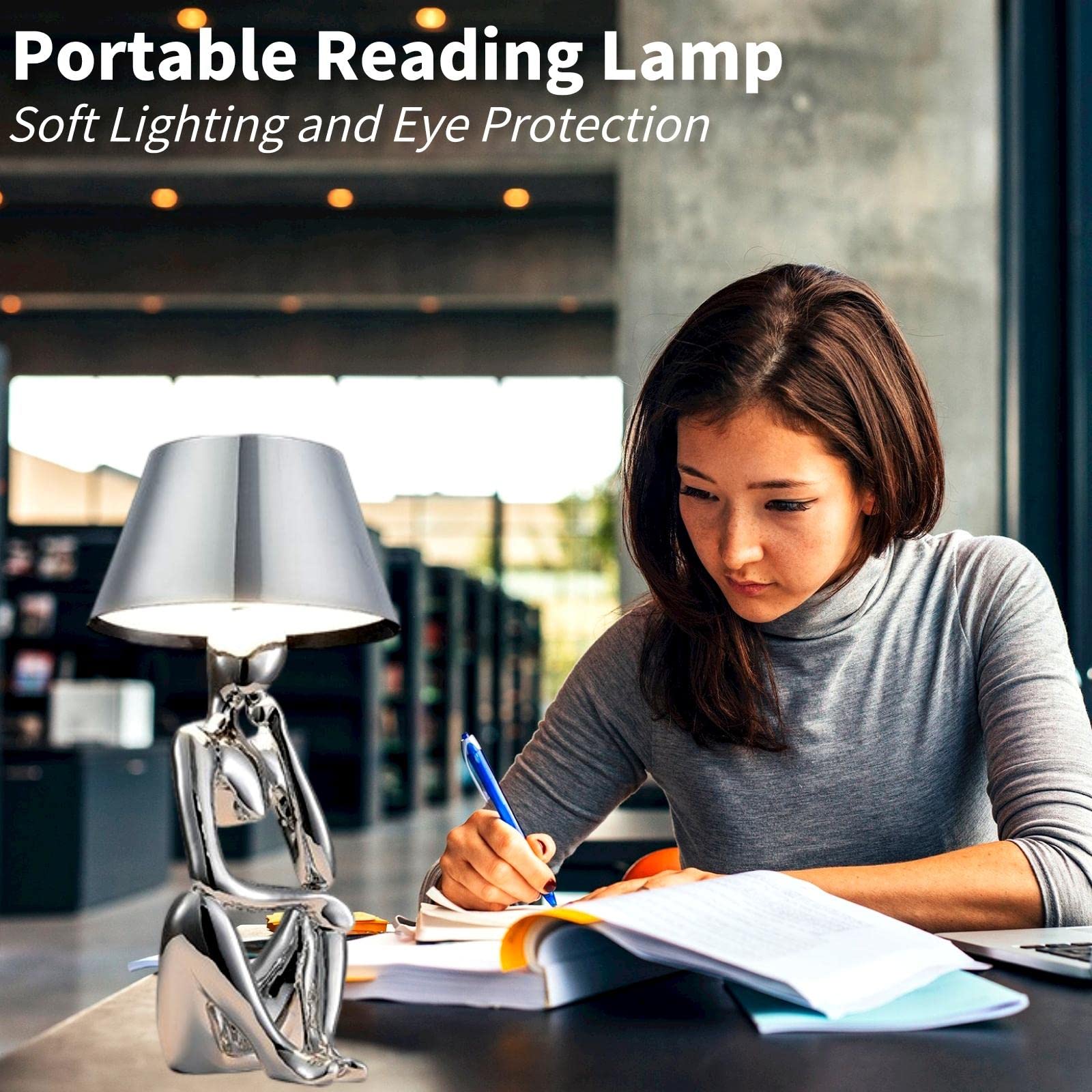 Lampada da tavolo senza fili, decorazione per la casa, lampada da scrivania touch, statue di pensatori creativi, sculture a LED, luce notturna per soggiorno, camera da letto, decorazione per