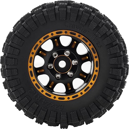 Miniatura 3 de MEUS RACING 1.2 Beadlock Wheels Juego de neumáticos de latón para TRX4M SCX24 FCX24 AX24 124 118 RC Crawler Car, negativo 0.157 in 1.48 oz (modelo