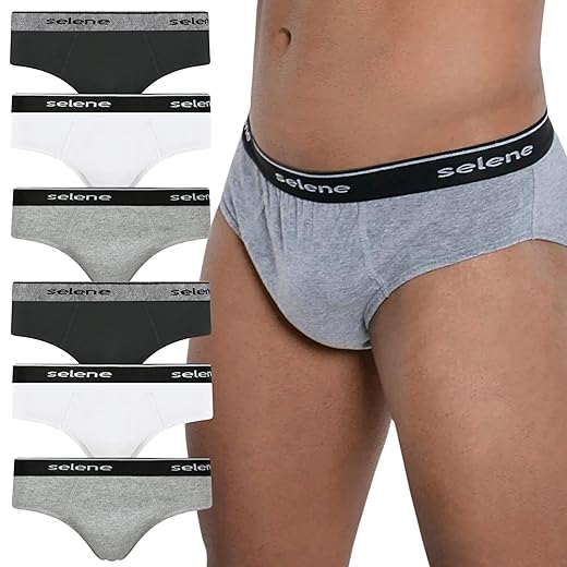 Kit 6 Cuecas Slip Algodão Elástico Boxer Selene Algodão Masculino Adulto