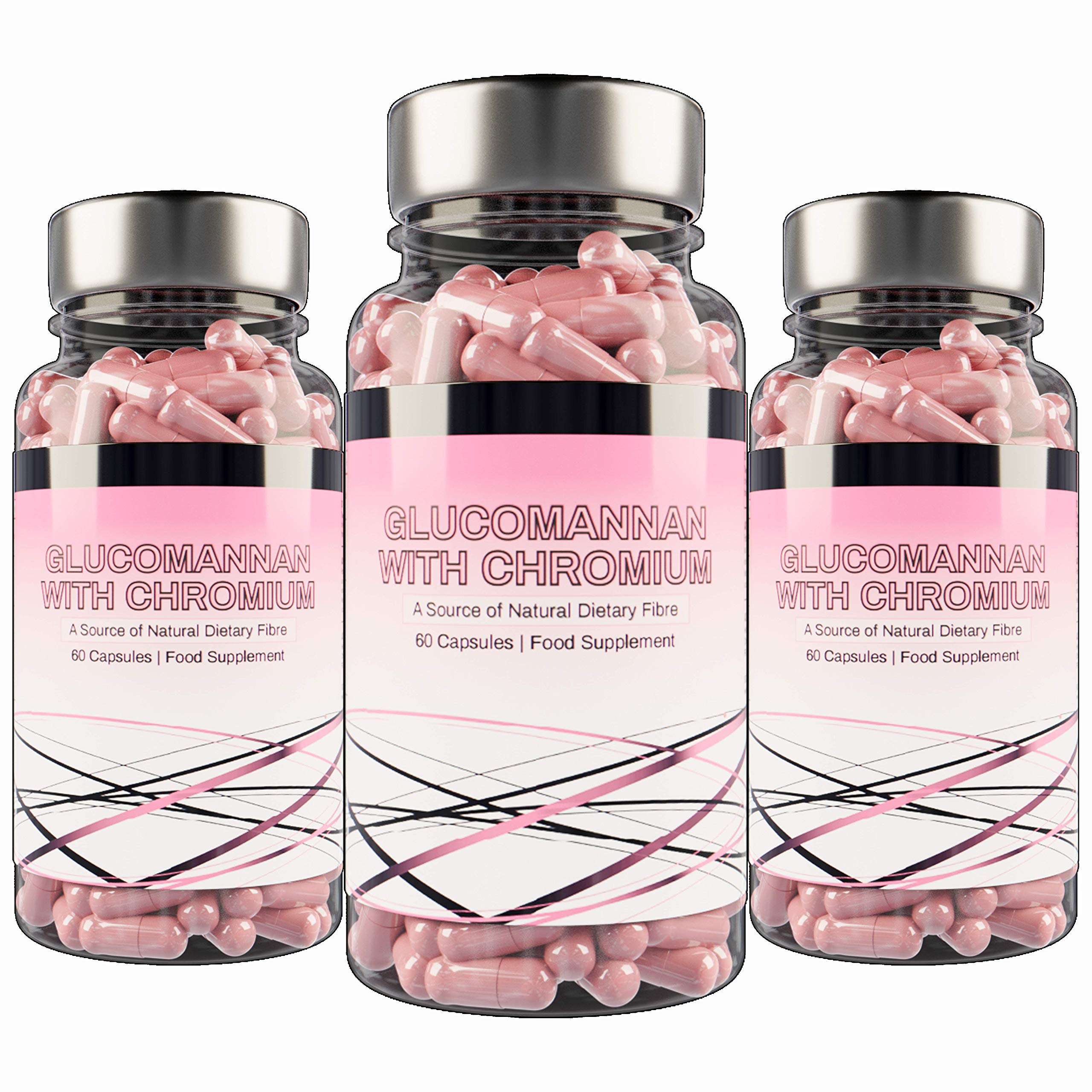 Glucomannan & Chromium Picolinate Capsules - Konjac Root Fibre - A Natural Fibre Supplement - Safe, Effective and Easy to Swallow Capsules - 180 Capsules