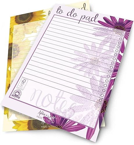 Ashton and Wright - Bloc diario para hacer Organizador de escritorio floral A5 Paquete de 2 60 hojas 2.82 ozm