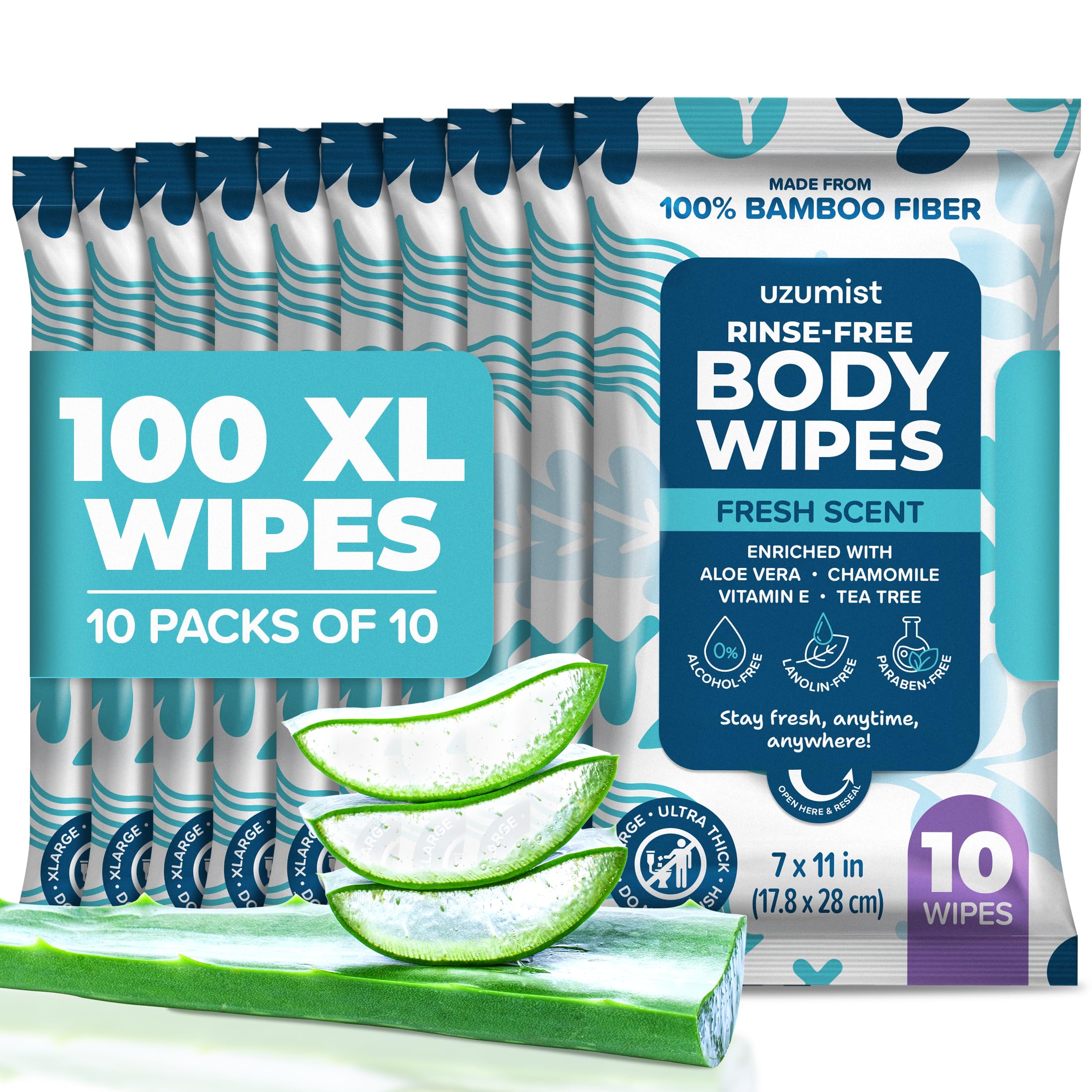 Body Wipes for Adults Bathing No Rinse 100pc XL - Ultra Thick Shower Travel Wipes for Personal Cleansing & Hygiene Essentials, Elderly Care, Incontinence Disposable Washcloths for Women Men