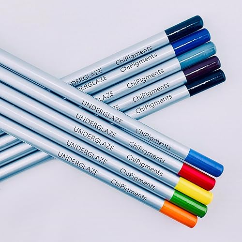 Miniatura 6 de ChiPigments * Juego de 5* Lápices Underglaze para proyectos de vidrio fundido y cerámica con archivo puntero de lápiz adicional. (Noches)