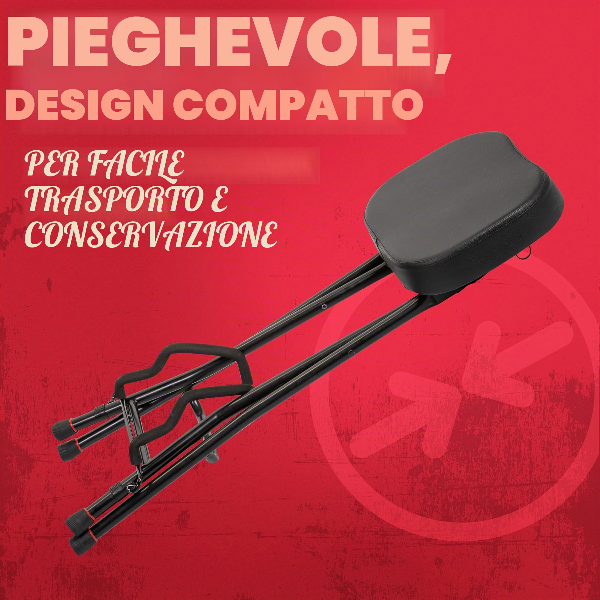 Gator Frameworks – Sgabello per Chitarrista con Supporto Integrato, Altezza 71 cm, Portata 113 kg, Seduta Imbottita, Pedana Poggiapiedi, Pieghevole, Nero (GFW-GTRSTOOL)