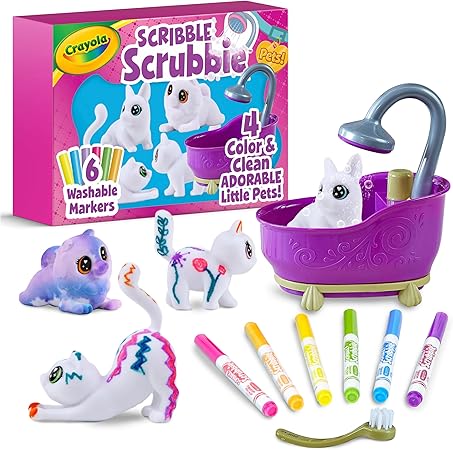 Crayola Scribble Scrubbies Glam Pack (4 Pets) - Washable Pet Care Toy & Coloring Animal