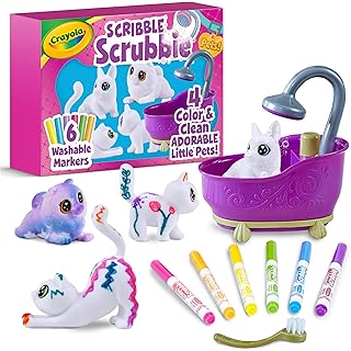 Crayola Scribble Scrubbies Glam Pack (4 Pets), Holiday for Kids, Washable Pet Care Toy, Coloring Animal Craft, Stocking Stuffer Toys for Girls & Boys, 3+