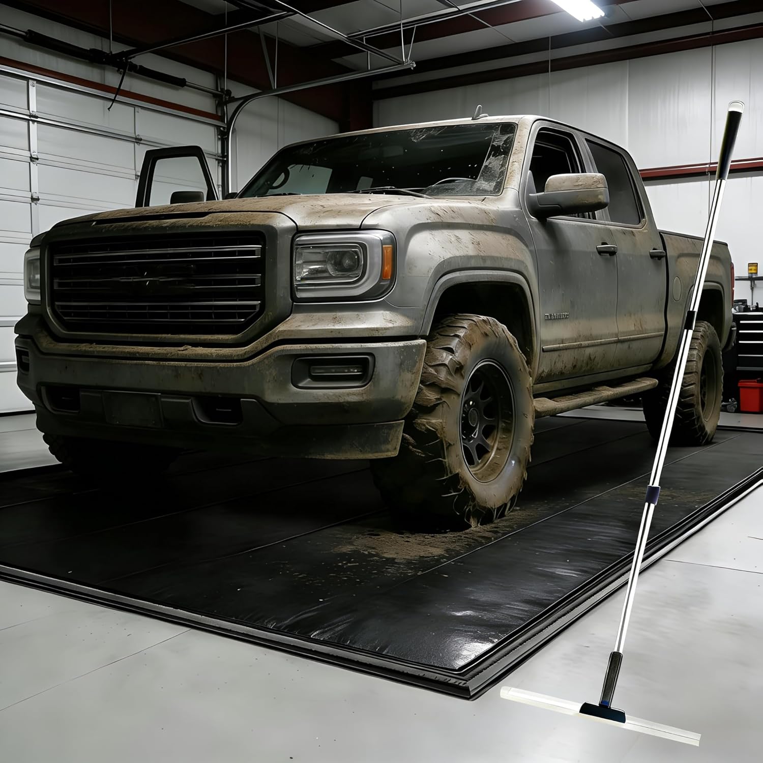 MIALUTY® Garage Floor Mat,(7'9" x 18'),Heavy Duty PVC Under Car Containment Mat with Raised Edge Waterproof Oil-Proof Non-Slip Against Snow Rain Mud All-Weather Easy to Clean