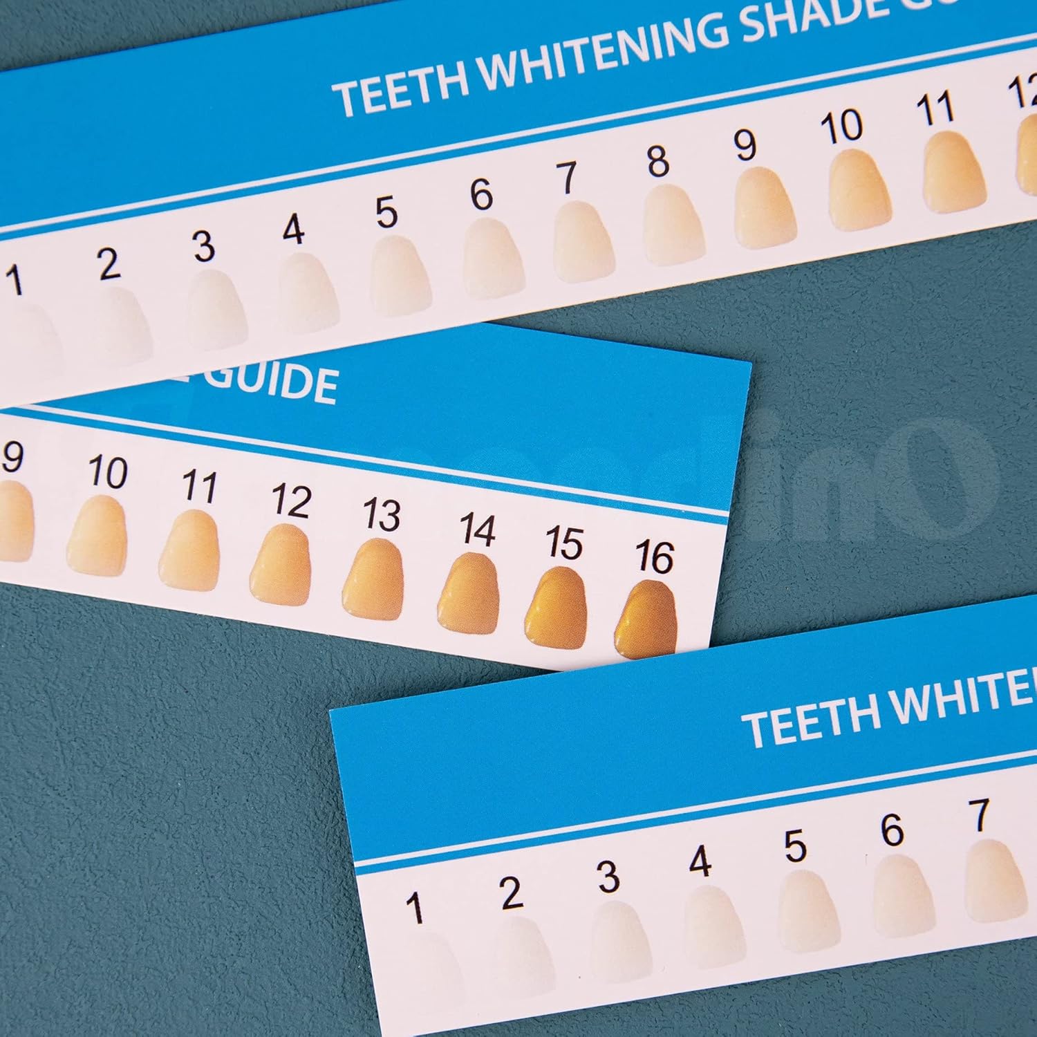 Framendino, 50 Pack Paper Teeth Shade Guide Whitening Comparing Chart for Home Care