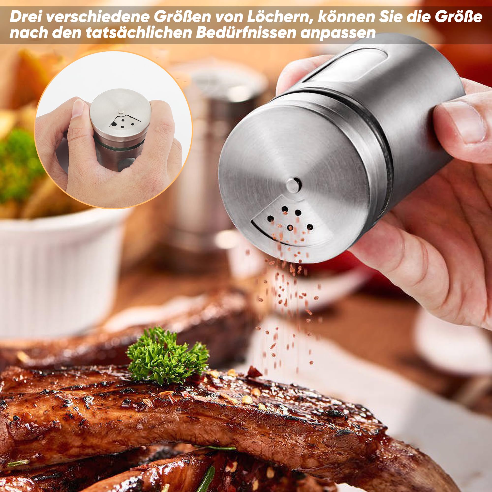 Barattoli Spezie In Vetro Stile Arte Vetraria - Set Contenitori Con Tappo A Vite 8x5.5cm - Foto 11