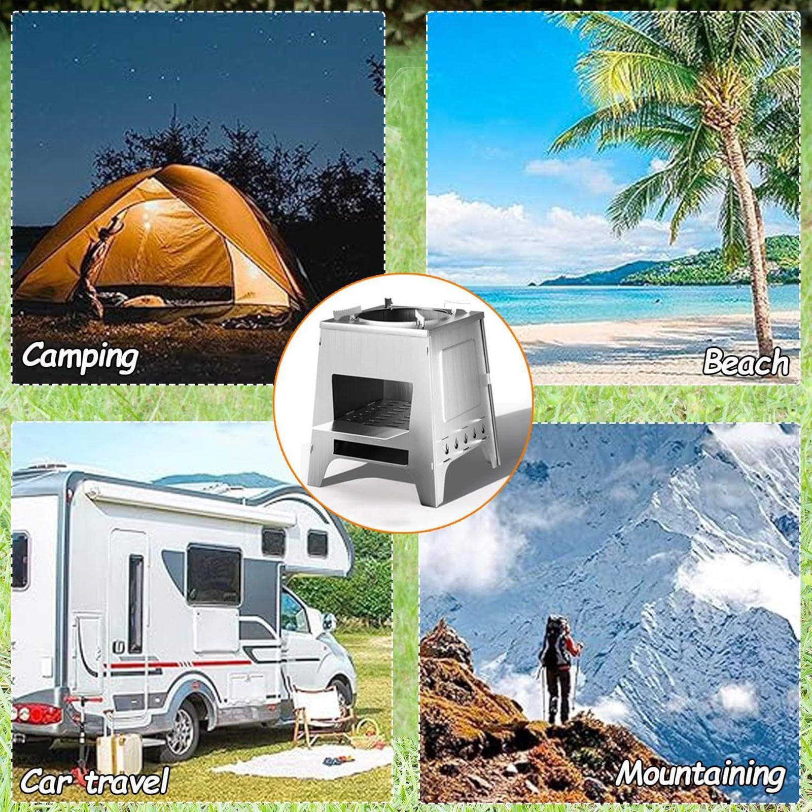 Hornillo de camping portátil, resistente al viento, para exteriores, senderismo, cocina, barbacoa, picnic, pesca, terraza