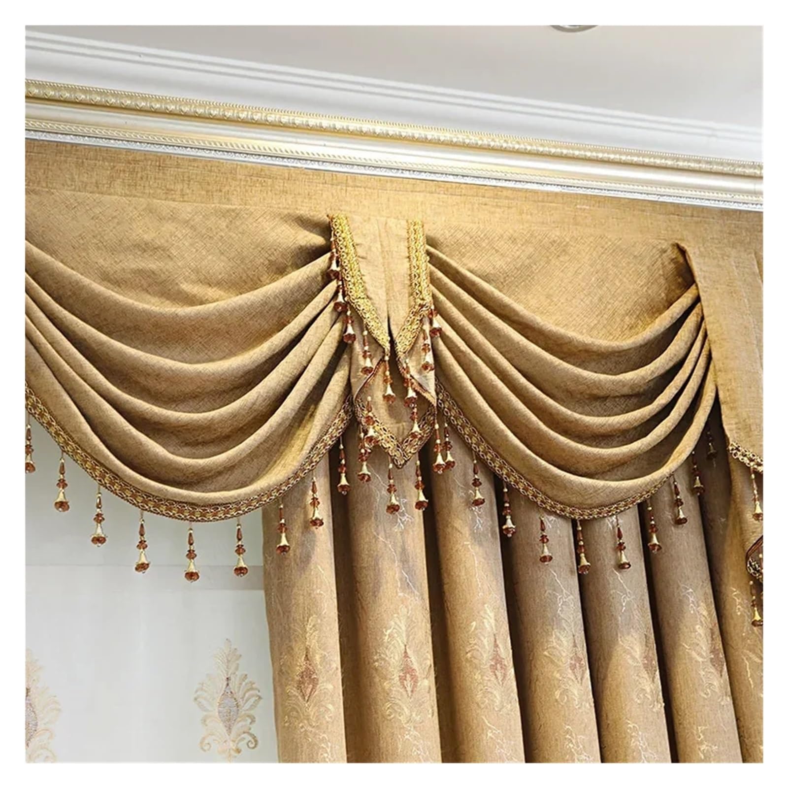 DHYUACN Living Room Curtains Embroidered Curtains for Living Room Bedroom Balcony Floor Court Thickened Blackout(Color 6,Grommet,W200cm)