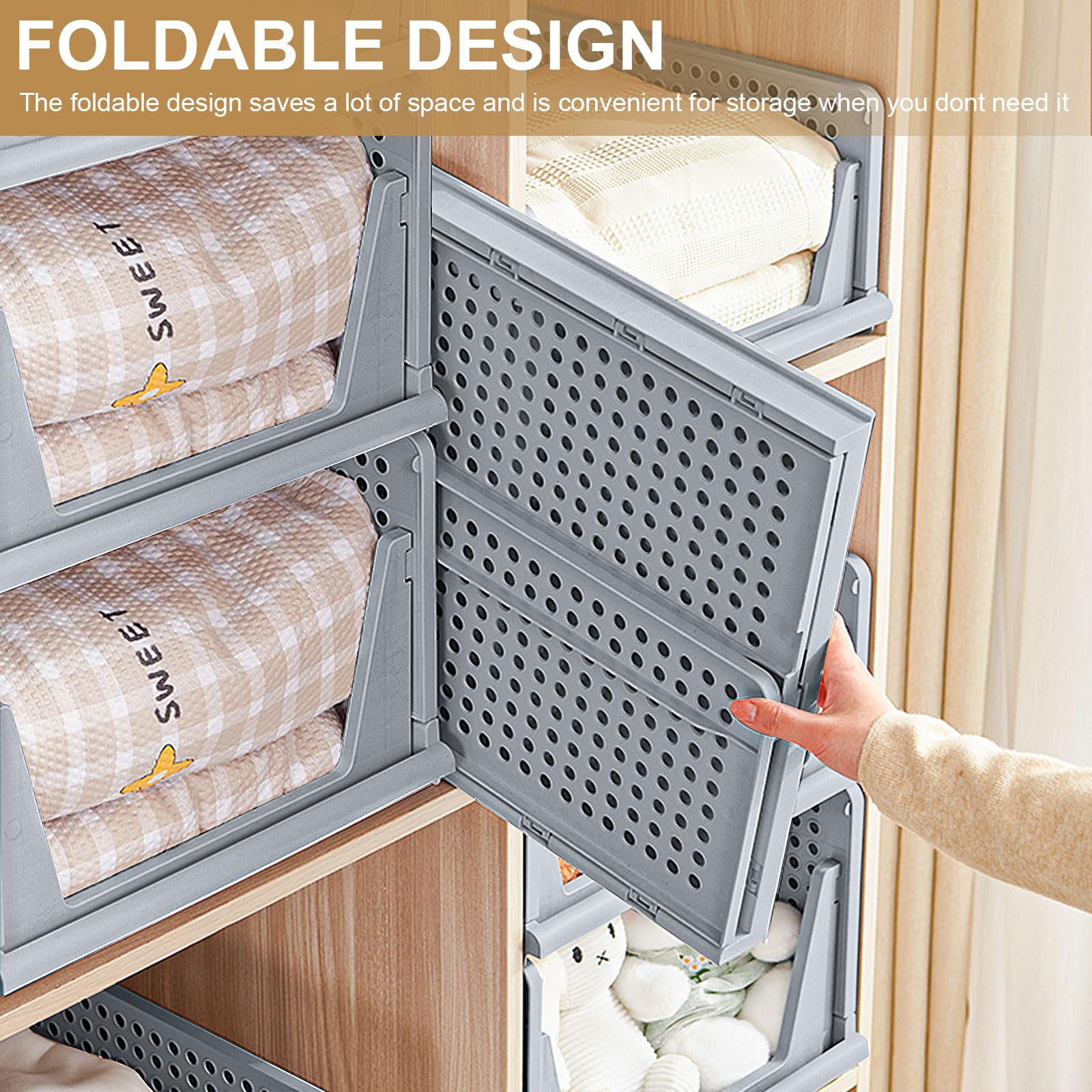 Lot De 5 Boîtes De Rangement Pliables Yawinhe - Organisateur Empilable Pour Vêtements, Cuisine (33x43x18.5cm)