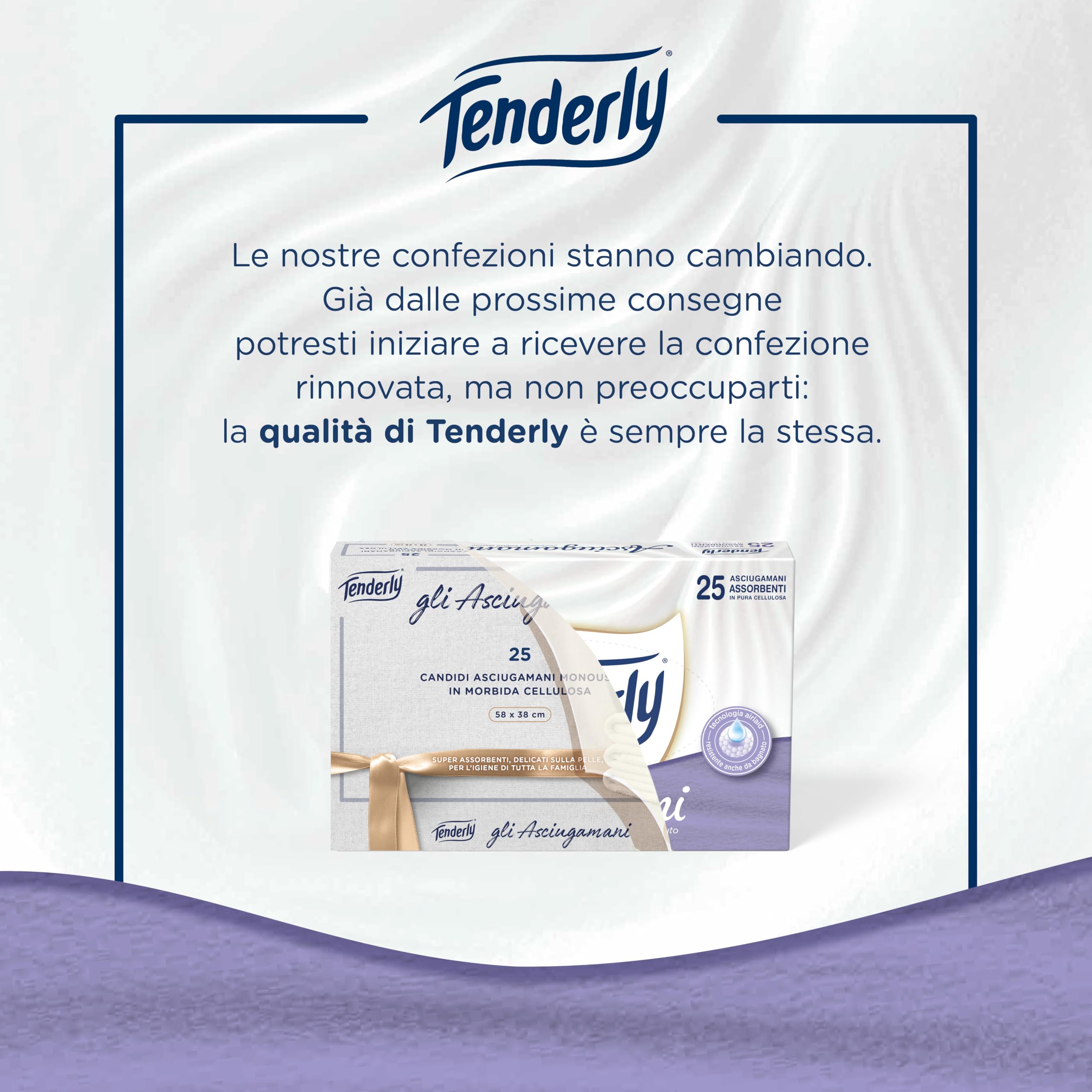 Tenderly Asciugamani Monouso, 16 Confezioni da 25 Candidi Asciugamani Monouso Realizzati in Pura Cellulosa, Super Assorbenti e Delicati sulla Pelle, Made in Italy, Dermatologicamente Testato