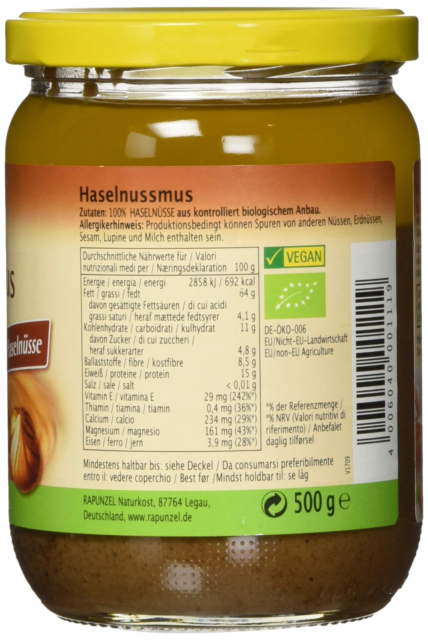 Rapunzel Haselnussmus, 500 g