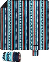 LIFERUN Couverture de pique-nique XXL - 300 x 300 cm - Lavable en machine - Extra large - Pliable - Pour jusqu'à 20 personnes - Couverture de plage et de camping - Avec poignée de transport - Rayures