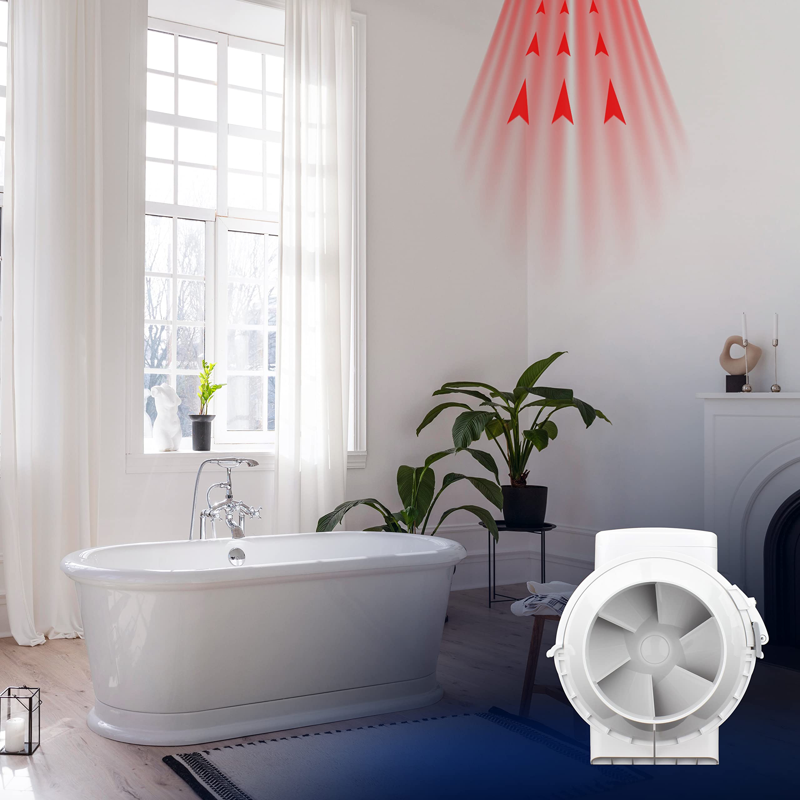 4 inch Loft Mounted Inline Shower Ceiling 100mm in Line Bathroom