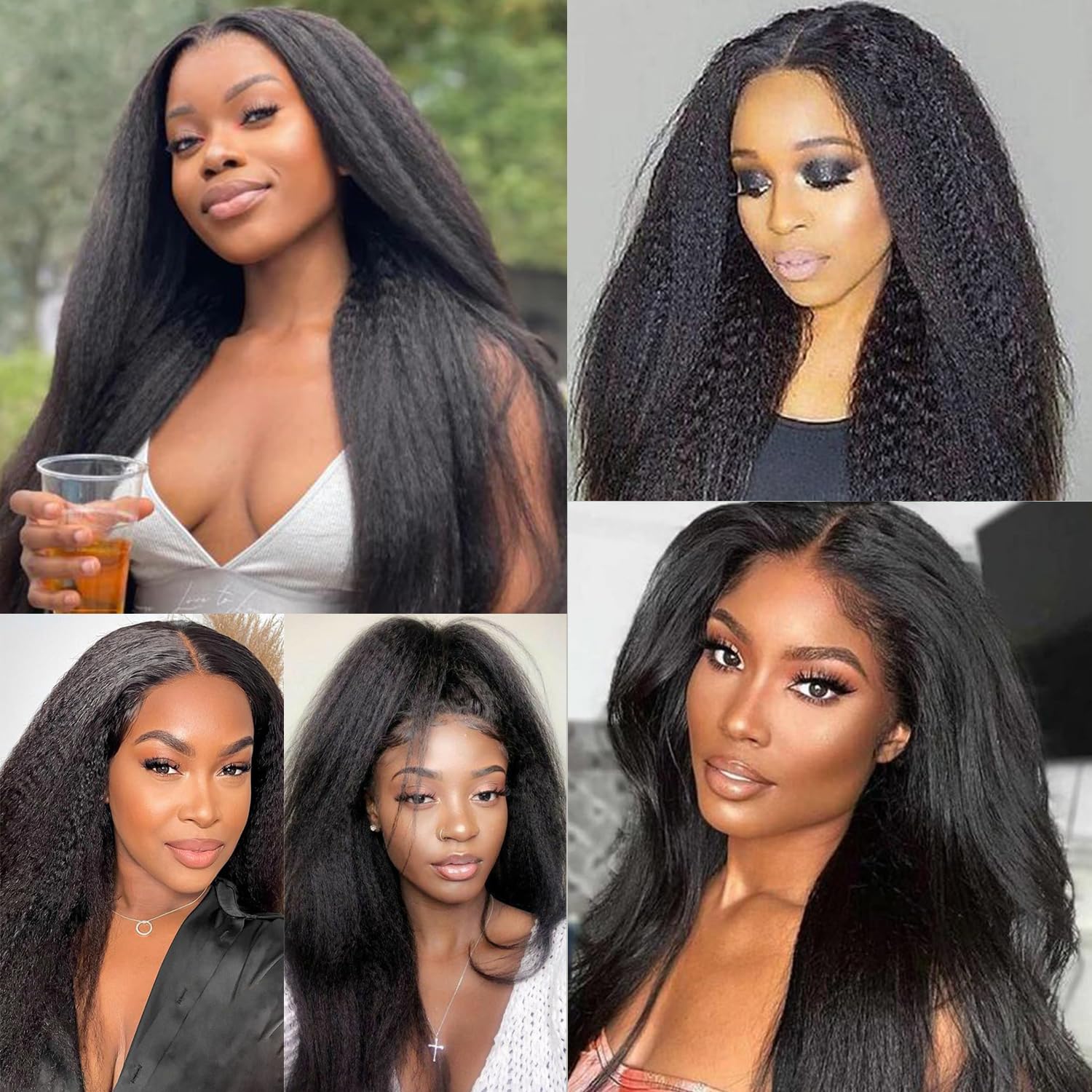 Missyvan Kinky Straight Wigs Yaki Straight Natural Black Hair Wigs For Black Women Lace Front Wigs Glueless Afo Kinky Straight Wig Pre Plucked Kinky Wig Natural Hair Line 28 Inch