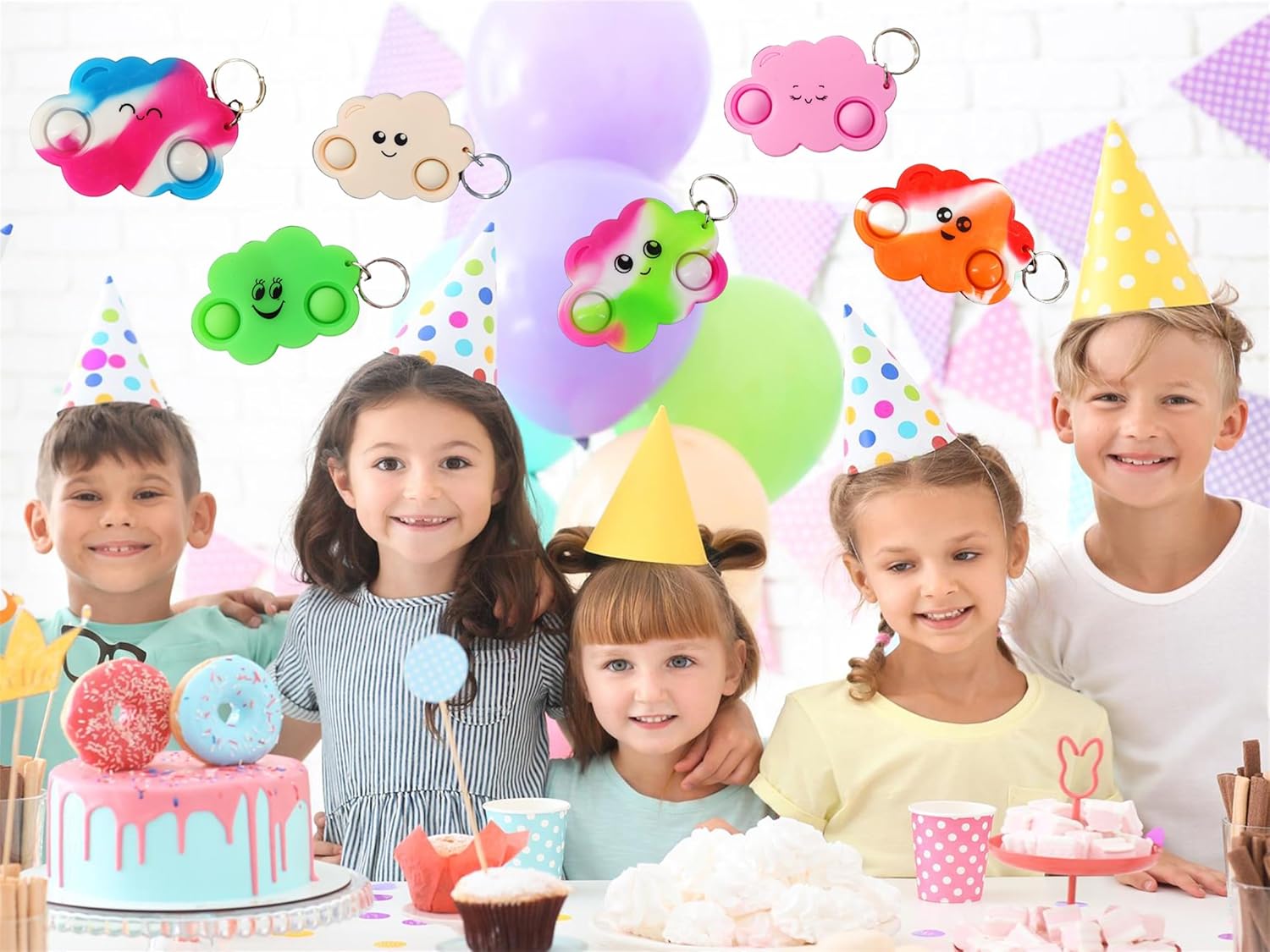 20 Packs Bulk Mini Pop Clouds Keychain fidgets Bubble,for kids toys hoilday Summer Party Favors Classroom Students Gifts Teacher