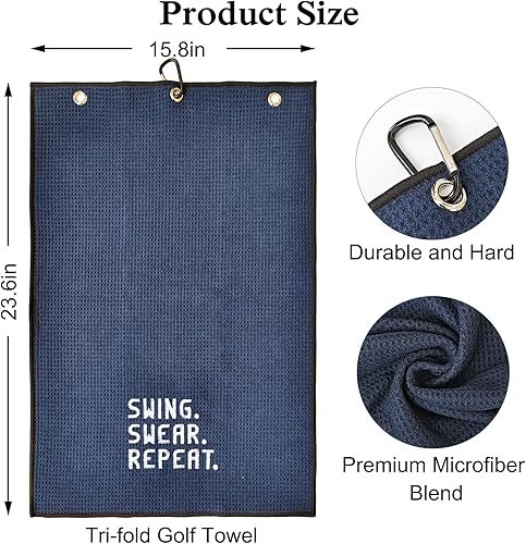 Miniatura 7 de DYJYBMY Swing Swear - Toalla de golf repetida, toallas bordadas para golf con clips, palos de golf para limpiar y accesorios de golf para hombres