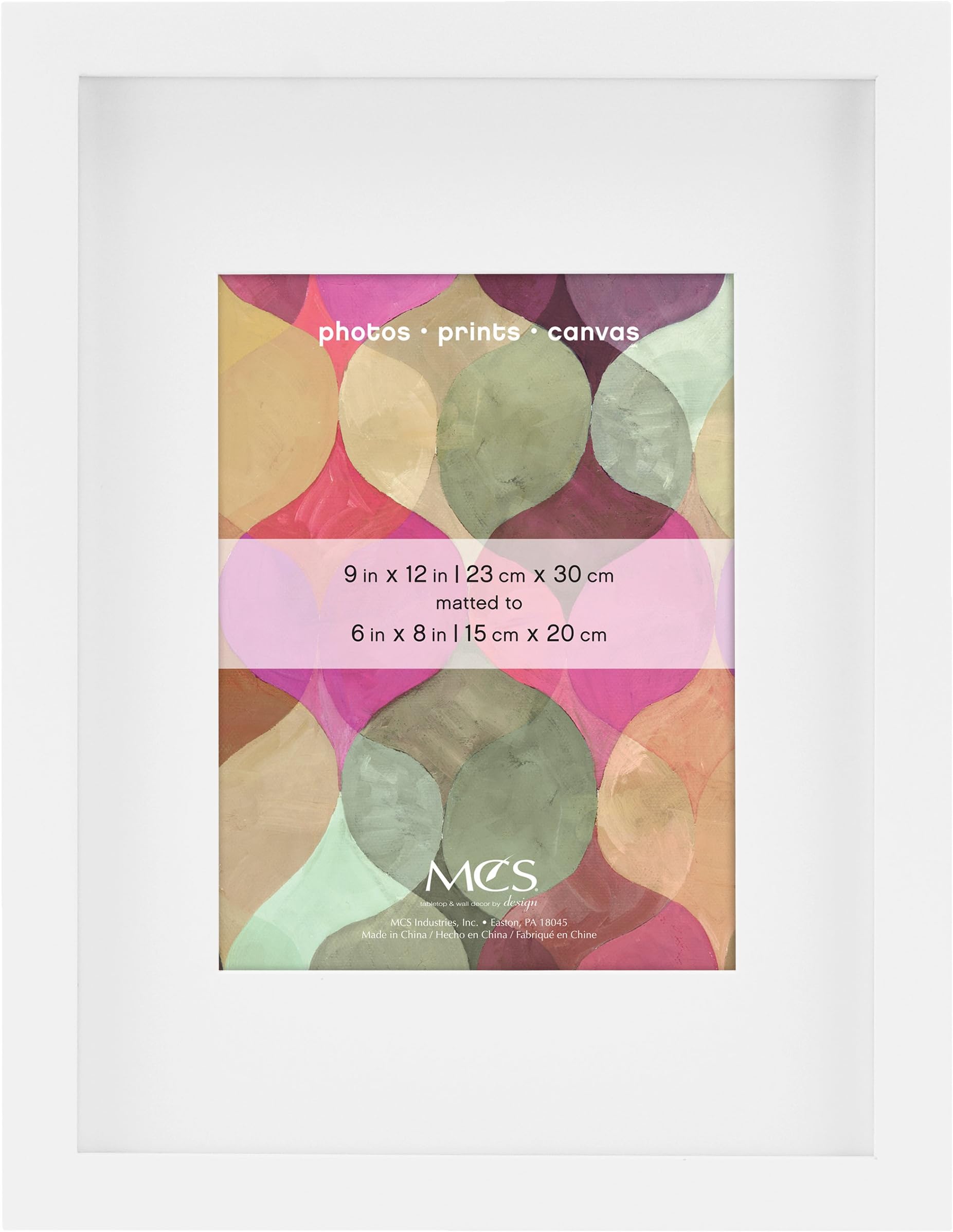 MCS Art Frame with Mat Opening, White, 9 x 12 in