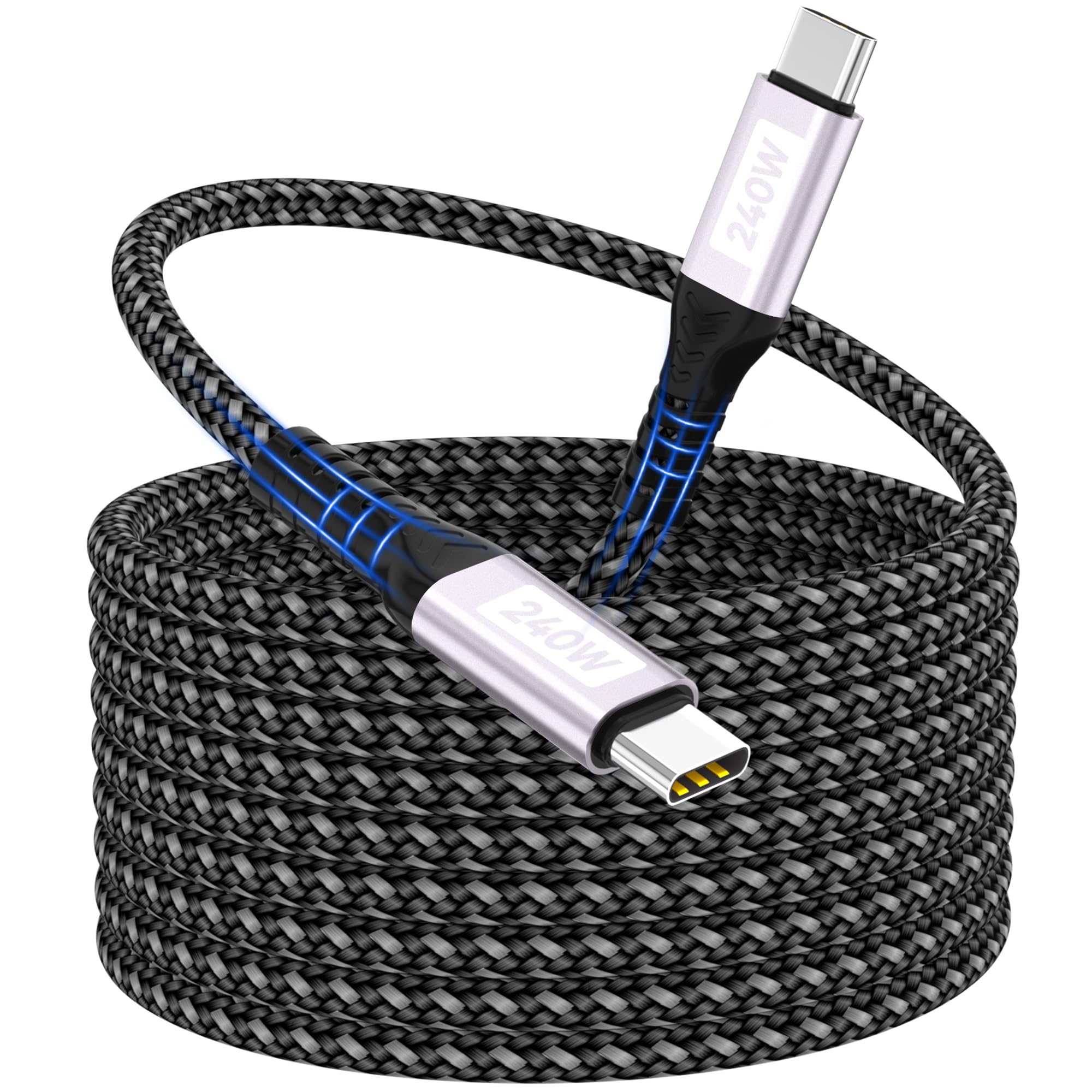 woednx USB C auf USB C Kabel, 240W Typ C Schnellladekabel PD 5A Nylon Ladekabel USB-C Aufladekabel