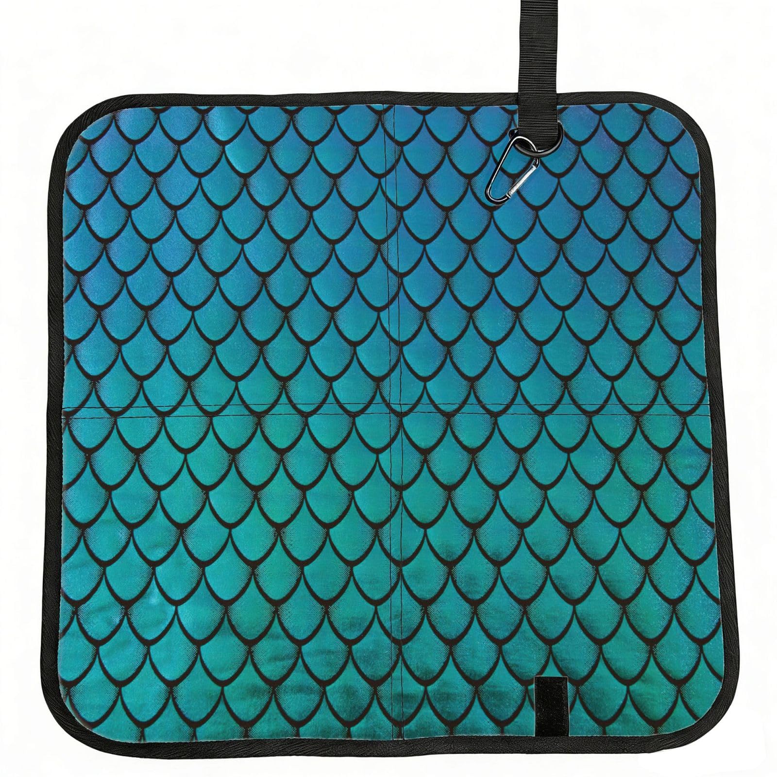 PPHGUT Blue Fish Scale Print Foldable Seat Cushion Waterproof Portable Chair Pad Travel Outdoor Picnic Camping