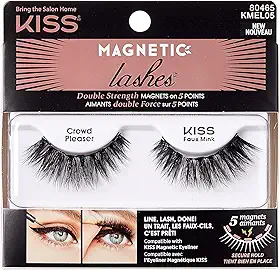KISS Cílios magnéticos, agrador, 1 par de cílios postiços sintéticos com 5 ímãs de força dupla, resistente ao vento, cílios falsos testados dermatologicamente duram até 16 horas, reutilizáveis