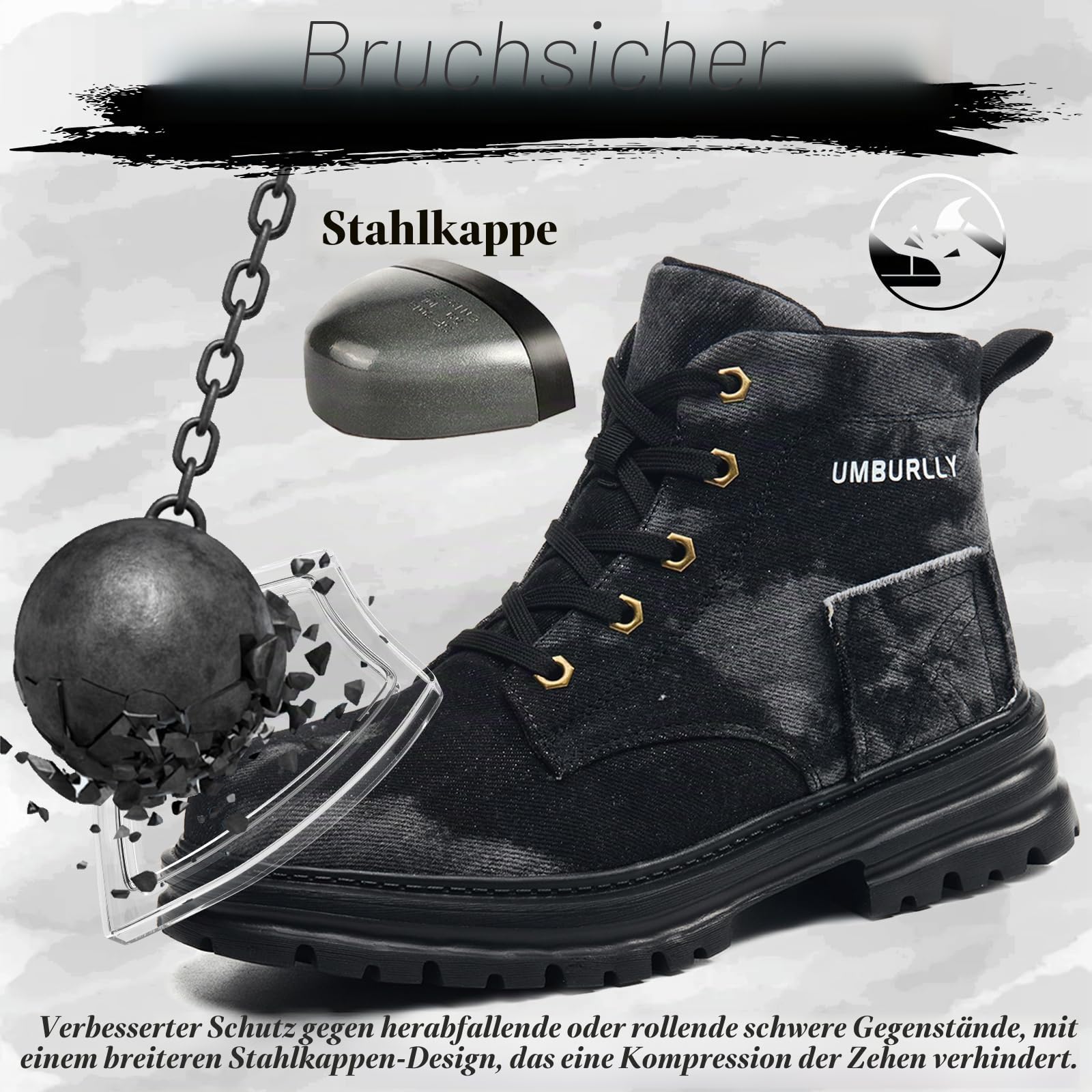 Sicherheitsschuhe Damen Leicht Atmungsaktiv Arbeitsschuhe mit Stahlkappe rutschfest Arbeitsstiefel Bequem