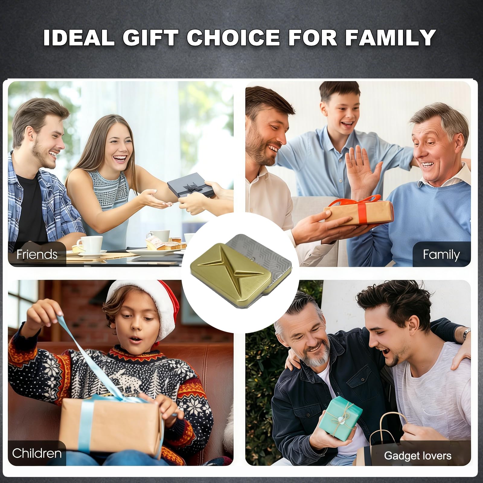 Magnet Fidget Toys, Lightning Infinite EDC Fidgetspielzeug für Erwachsene, Sanfter spurfreier Fidget Slider für Büro & Home-Office, Stressabbau-Hilfe für Fokus, Angst & ADHS (Gold)