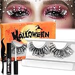 Veleasha Christmas Lashes Wispy Lashes with Pearl & White Stripes 20mm Cosplay False Eyelashes 3D Fake Lashes Kit with Lash Glue and Tweezers Handmade False Lashes for Masquerade Party (Snow White)