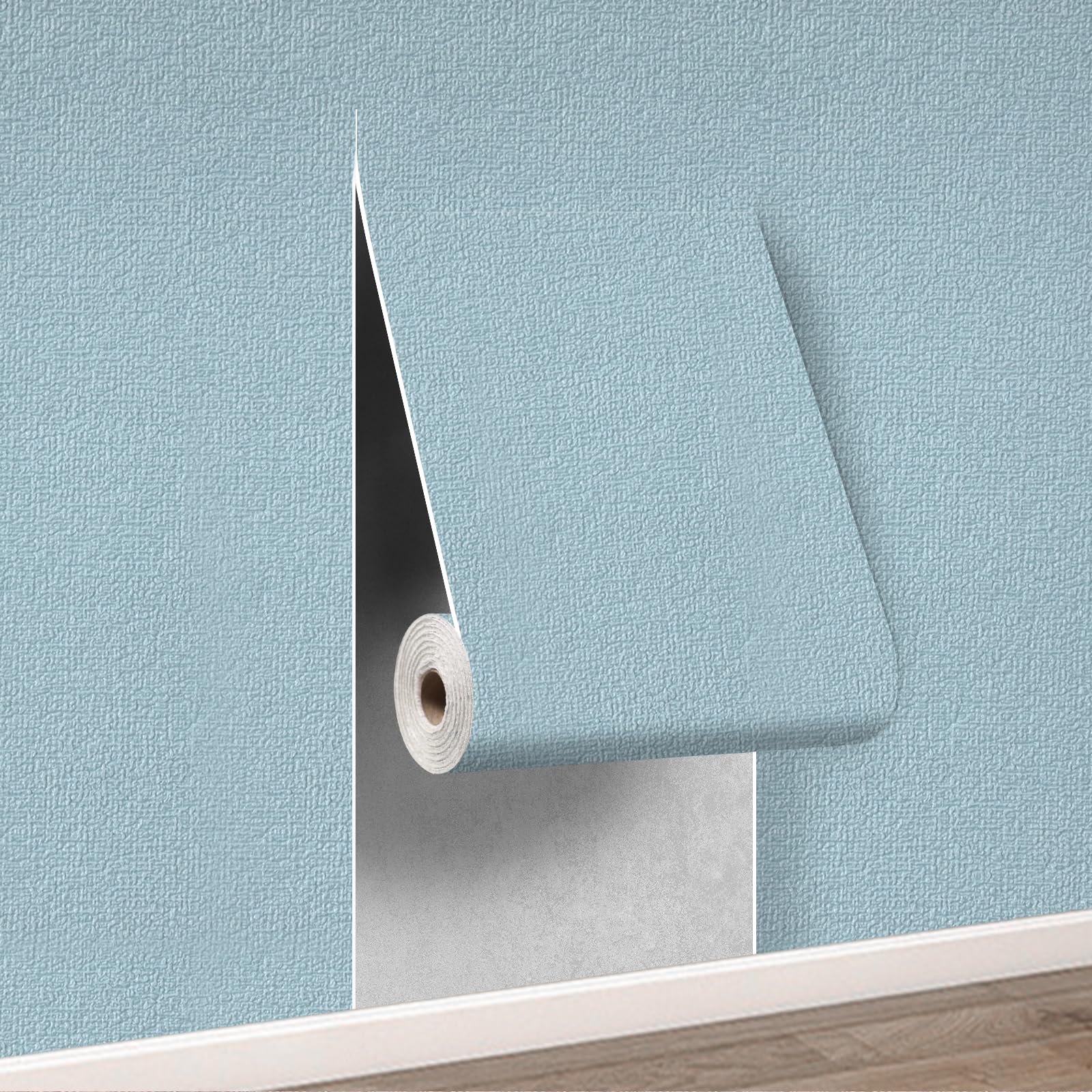 Takezuaa 1 Roll Self Adhesive Thermal Wallpaper 3mm Thick Blue Textured Peel and Stick Wallpaper PE Foam for Ceilings Bedroom Livingroom Waterproof Damp Proof for Bad Cold Walls 50cmx2.8m — image 1