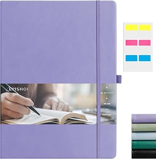EMSHOI Graph Grid Journal Notebook, 192 Pages, A4 Size (8.5'' x 11'') | Leather Hardcover, 100 GSM Thick Paper, for School, Student, Note Taking, Math, Engineering (Light Purple)