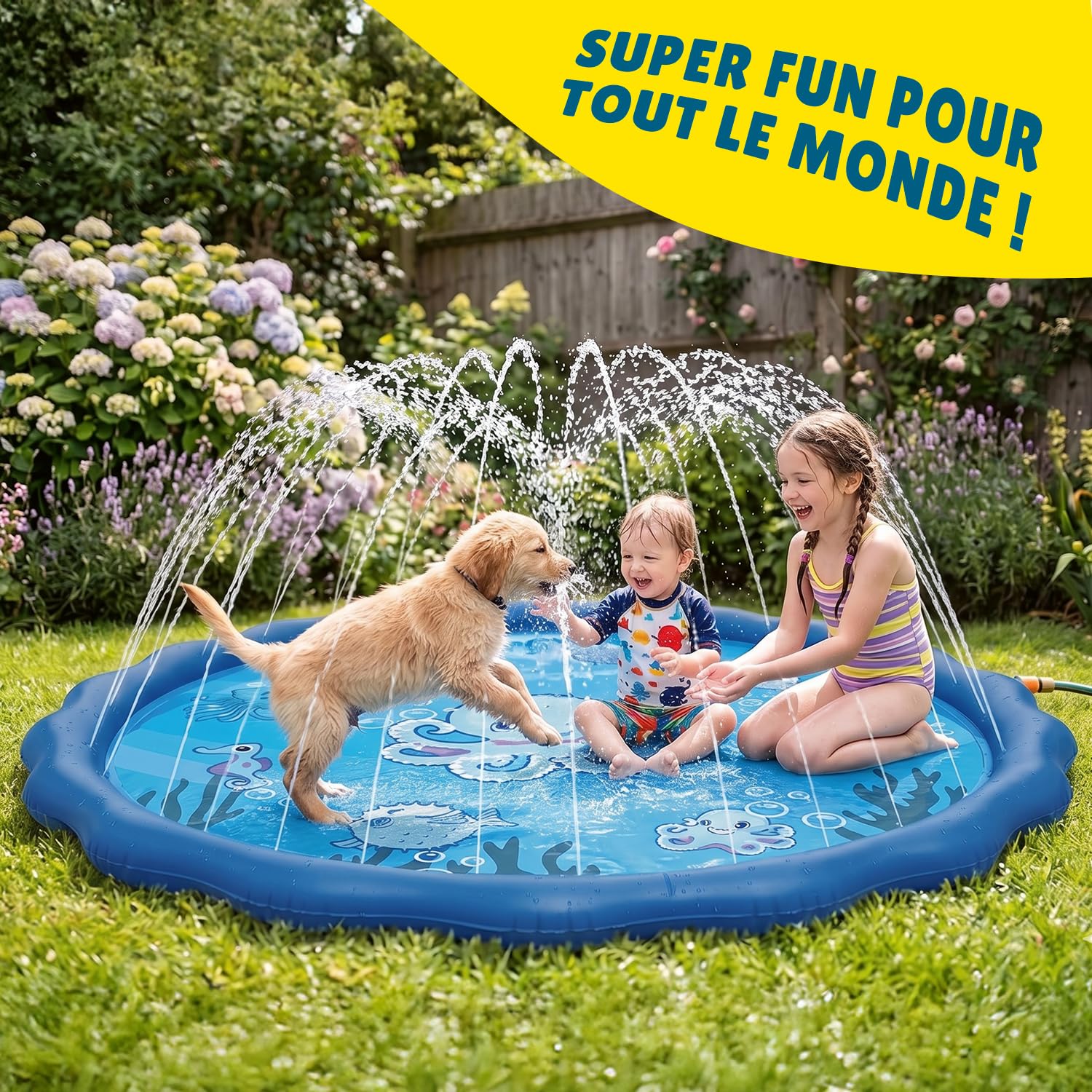 Super Splash® | Jeu d'eau pour Enfants | Tapis avec Jets d'eau 200 cm | Tapis Exterieur Enfant | Installation Facile | Arrosage Automatique | Jeux Famille Plein Air Fun & Ludique | OriginalCorner®