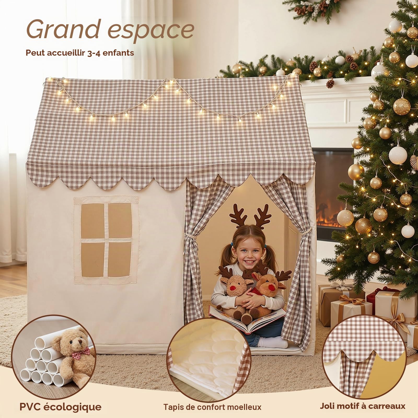Wilwolfer Tente de Jeu d'intérieur pour Enfants : Tente de Princesse, avec Tapis rembourré, Grande Maison de Jeu, pour Filles et garçons, pour Fille, Jouet pour Enfant, Maison, Cadeau d'anniversaire