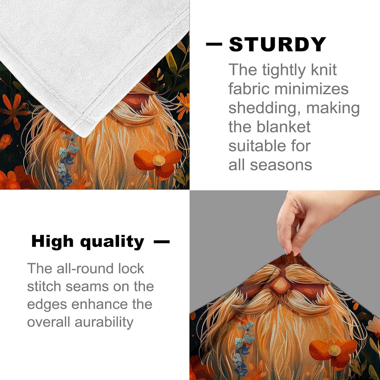 Gnome Blanket for Women Adults, Flannel Blankets Gifts, Gnome & Flower Design - Soft Cozy Throw for Sofa, Couch, Bed, Living Room - Ideal Gift for Thanksgiving, Christmas, or Birthdays - 50"x60" - Image 4