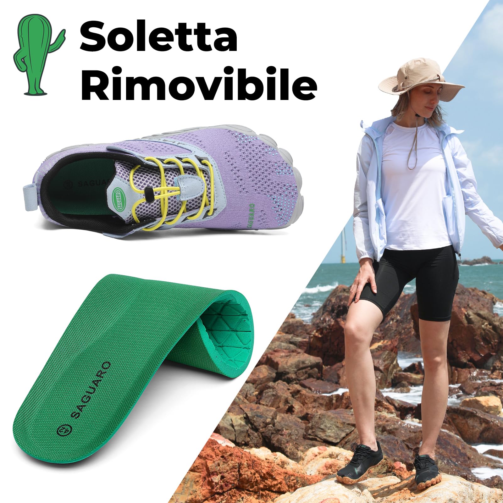 SAGUARO Scarpe Barefoot Shoes Minimaliste Scarpe da Trail Running Uomo Donna Gr.36-48