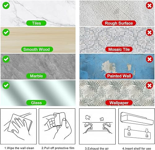 Miniatura 4 de CGBE Paquete de 2 organizadores de puerta de gabinete, estante adhesivo acrílico, almacenamiento montado en la pared, estantes de ducha