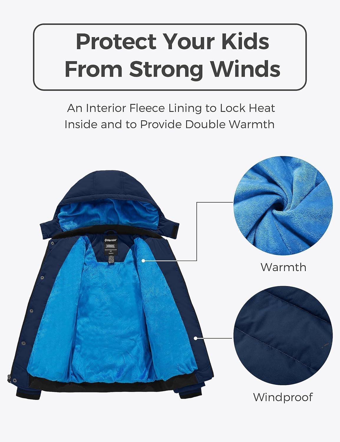 Wantdo Boy's Padded Winter Coat Water-Resistant Puffer Jacket with Removable Hood - Image 5