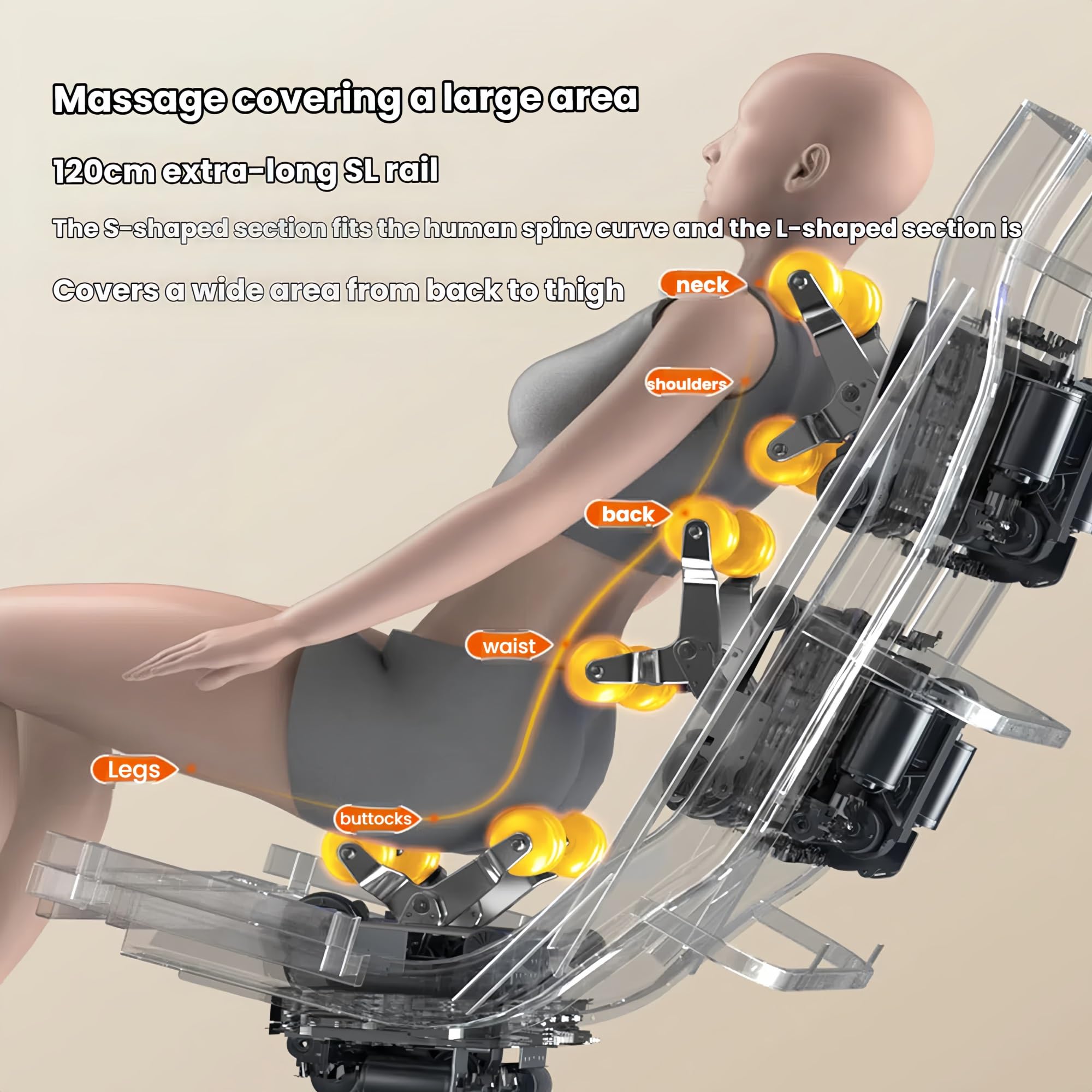 Poltrona massaggiante 4D, dotata di airbag per tutto il corpo, funzione di riscaldamento lombare e modalità di rilassamento automatico con digitopressione.(Bruin)