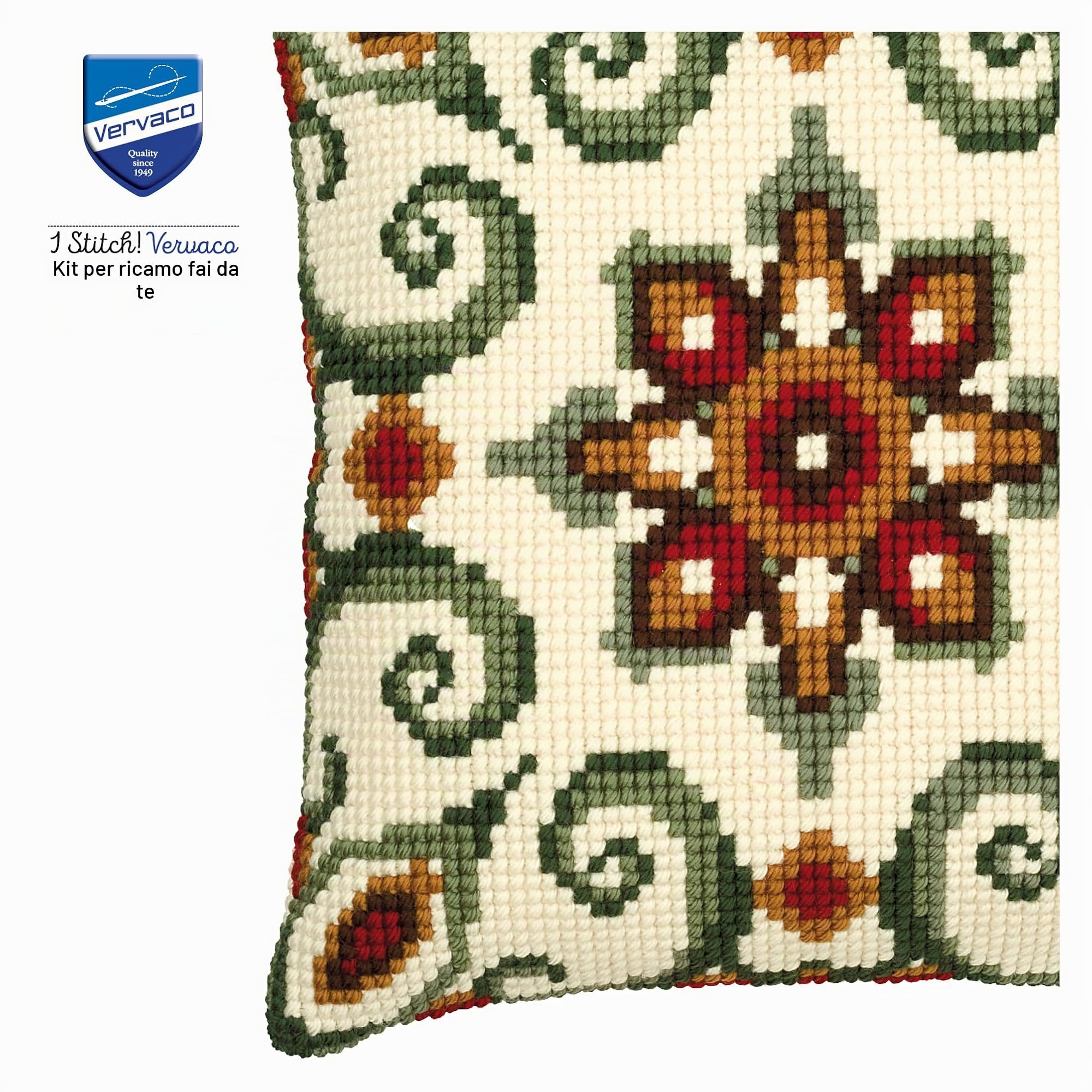 VERVACO Kit Cuscino Punto Croce Geometrico Set Ricamo Principianti Cuscini Gobelin Decorativi ca. 40 x 40 cm Accessori per Lavoretti Creativi DIY Casa Decor Hobby Adulti Cross Stitch