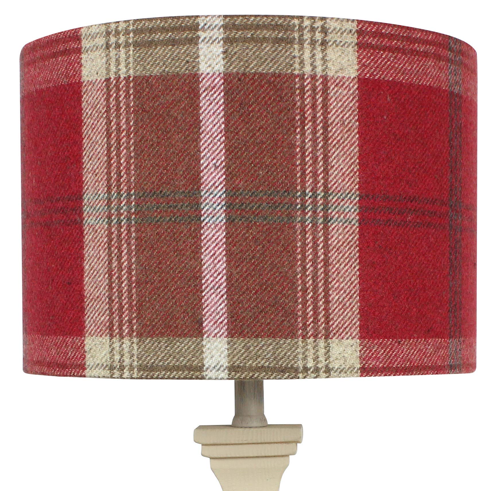 Red Balmoral Tartan Check Drum Lampshade (20 cm Diameter x 18 cm High Ceiling Pendant)