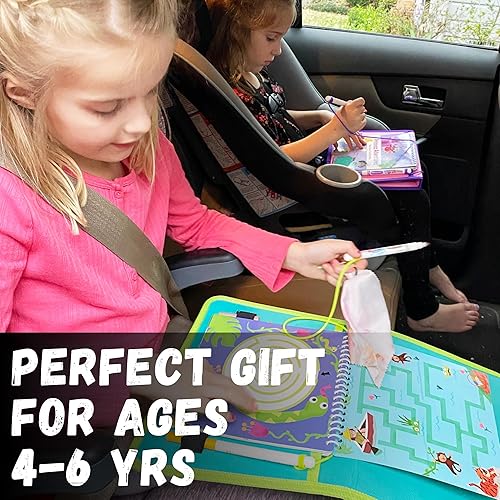 Miniatura 7 de Libro de actividades educativas de viaje para niños con marcadores lavables, actividades en automóvil y avión, juguetes de aprendizaje para niños