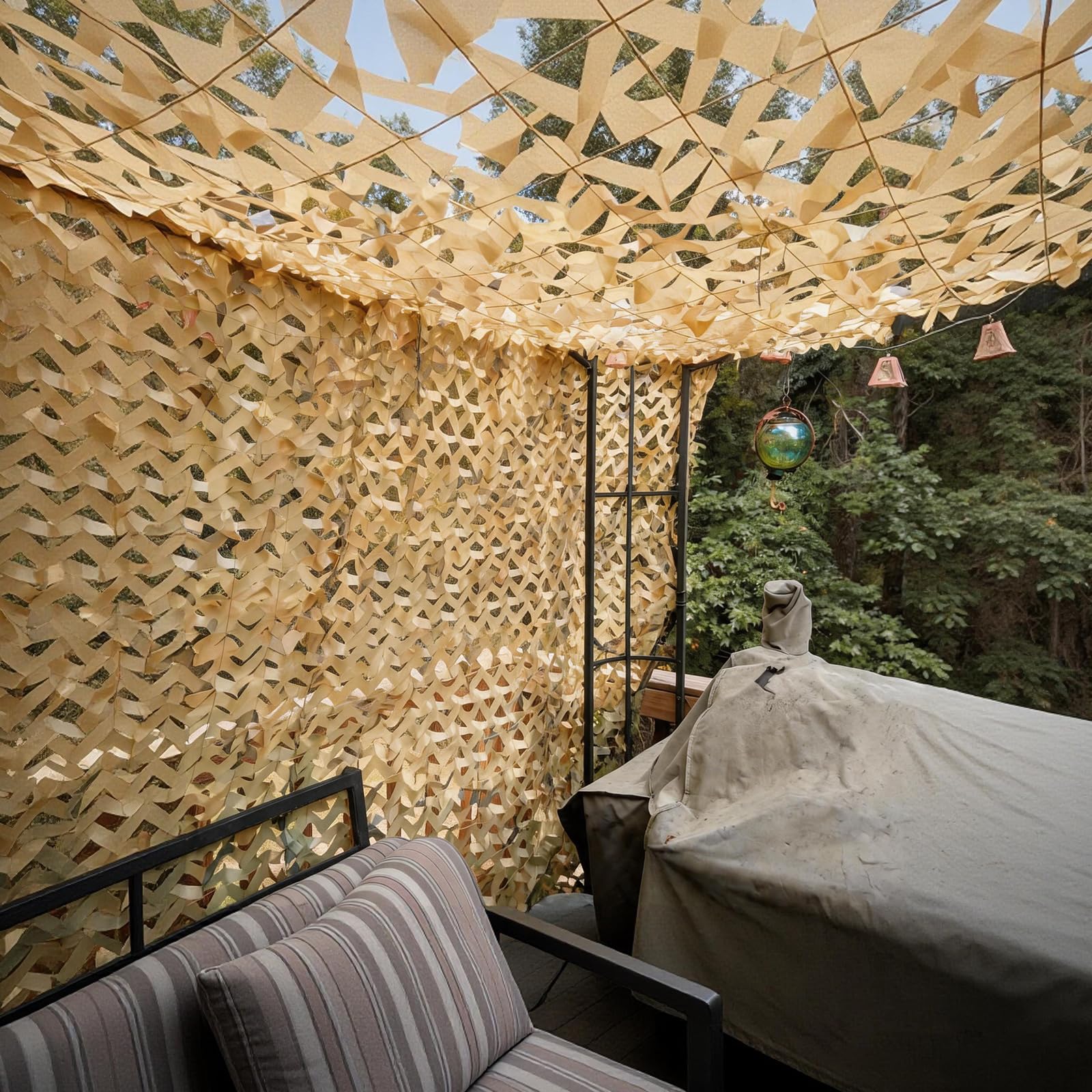 Red de Camuflaje Arena de 7x8m 210D Tela Oxford Liviana y Durad Red Camuflaje Sombra Exterior Mallas de Camuflaje con Protección Solar Protección Visual para Caza Camping Jardín Fiesta Decoración